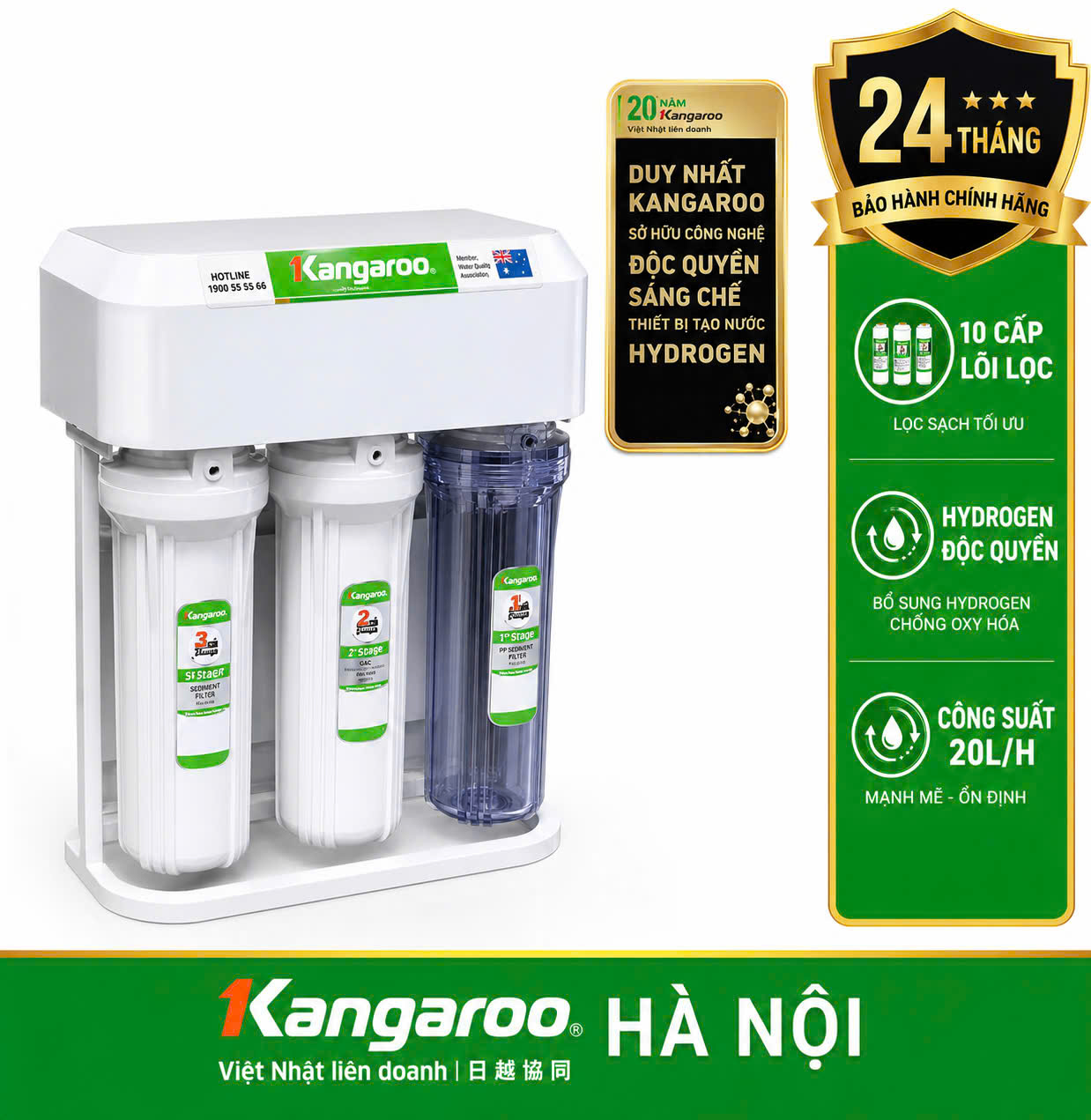 Máy lọc nước Kangaroo Hydrogen KGHP10K2 -10 cấp lọc Model 2026