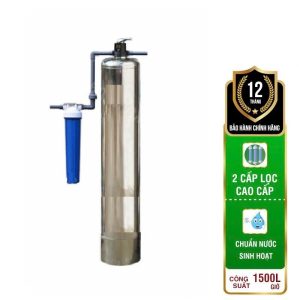 Bộ lọc nước đầu nguồn 1 cột inox van cơ xử lý kim loại , clo và các tạp chất dư